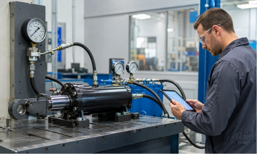hydraulic cylinder pressure testing in factory